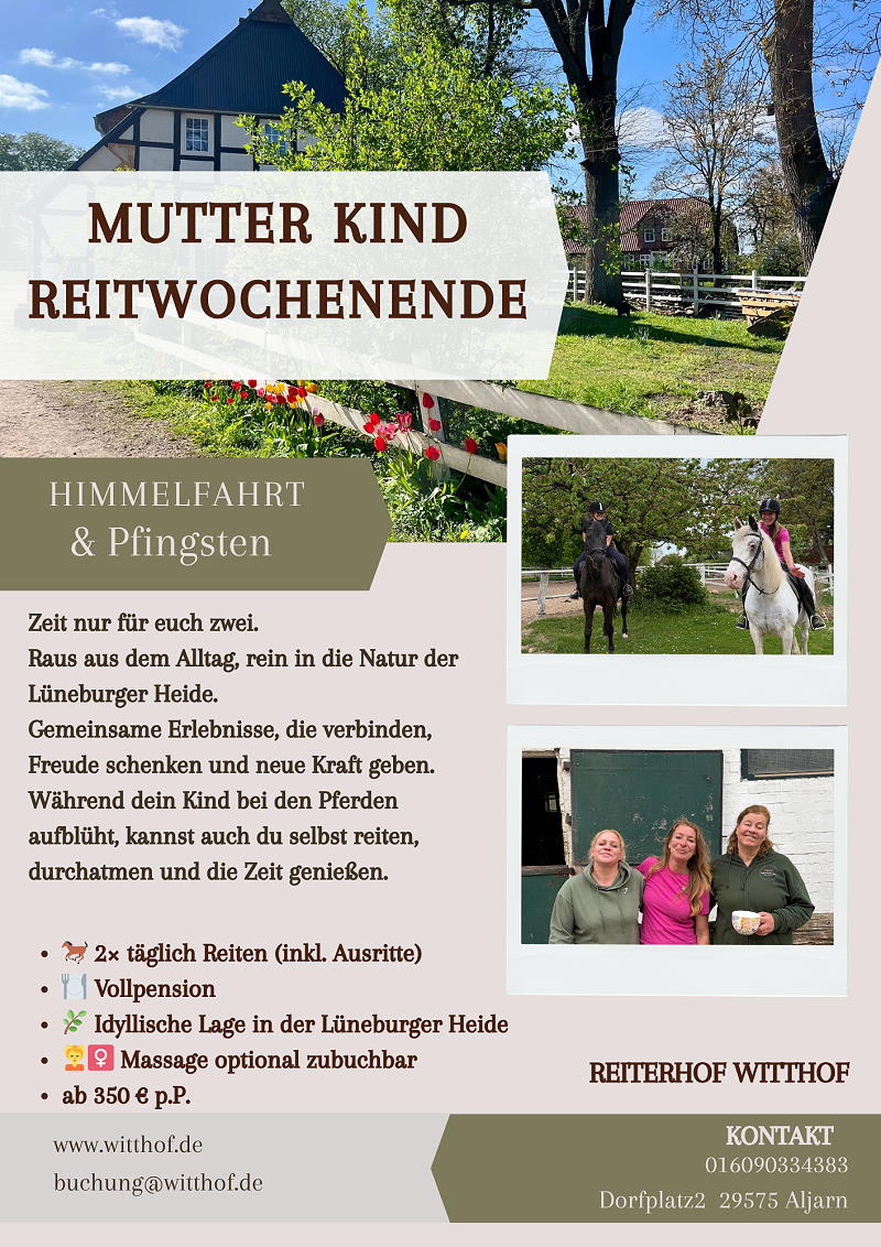 utter-Kind-Reiturlaub auf dem Witthof in der L&uuml;neburger Heide